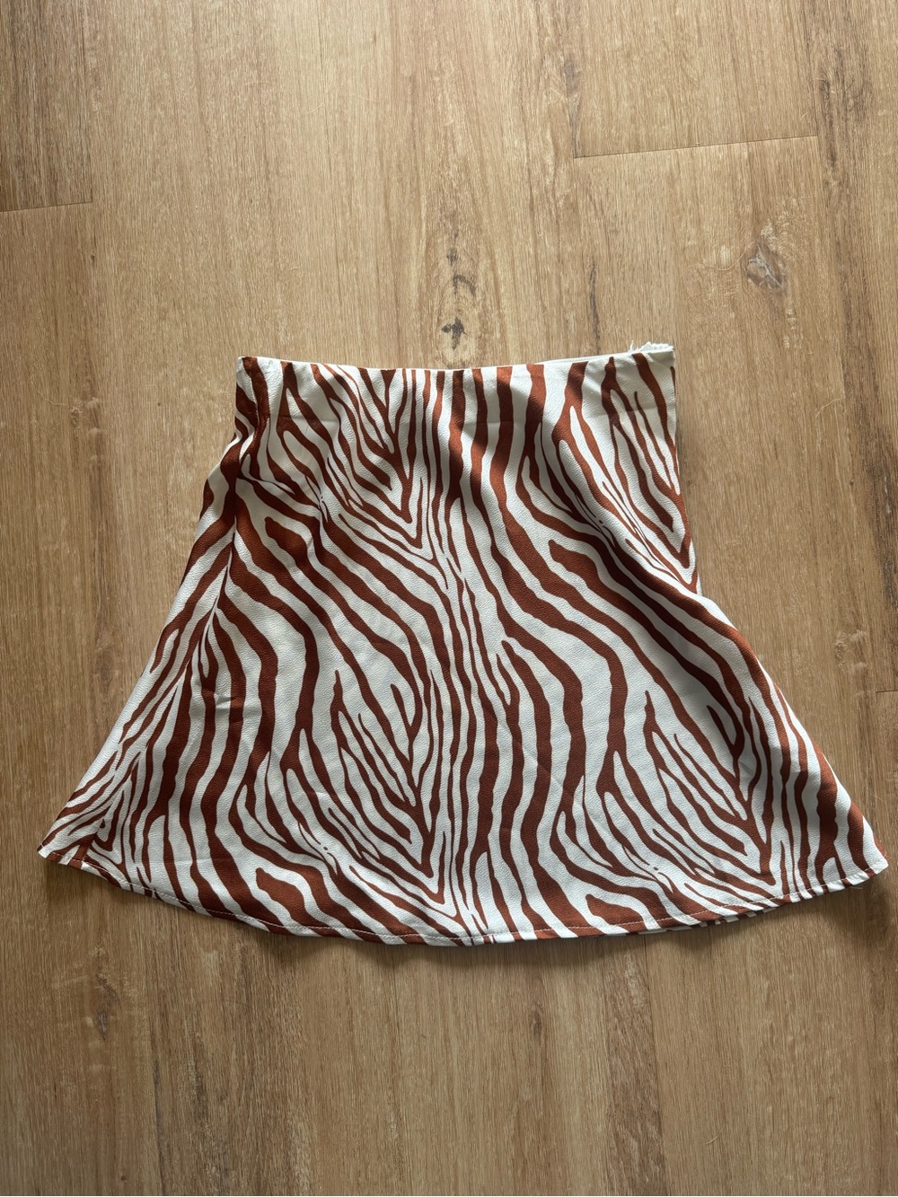 Princess Polly Cream and Brown Zebra-Stripe A-Line Skirt